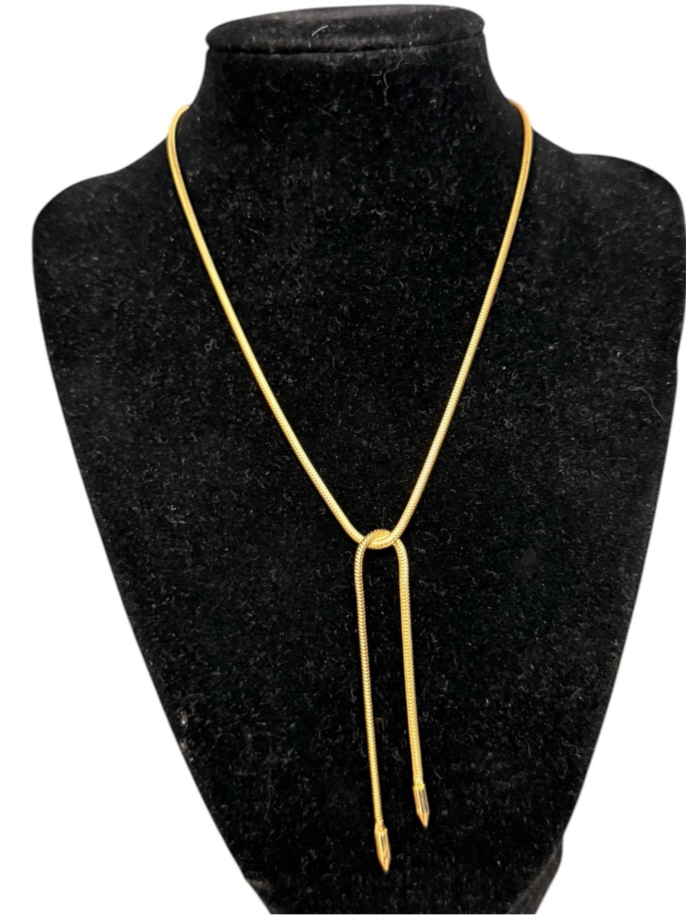 Gold Tone Snake Chain Lariat Necklace Minimalist Y Necklace